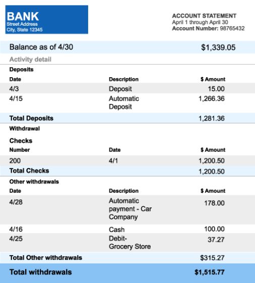 bank account - POP