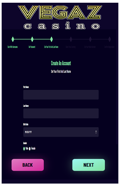 Register With Vegaz Casino