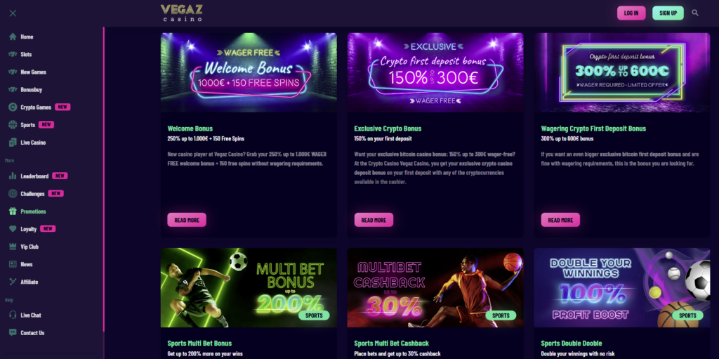 Vegaz Casino Welcome Bonus